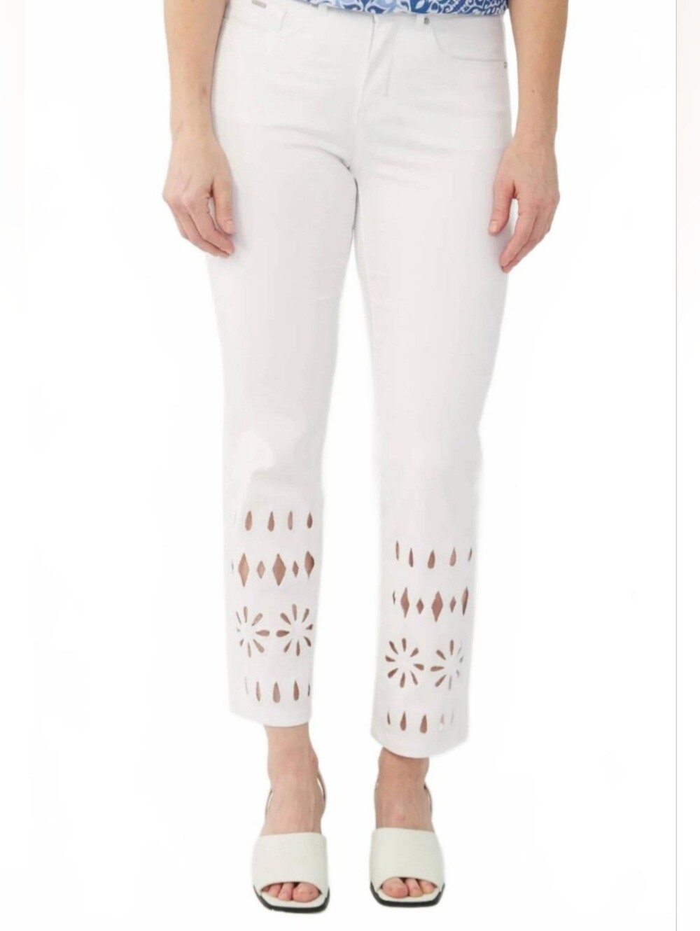 FDJ French Dressing Jeans "Olivia" Straight Eyelet Ankle Jeans Size 4